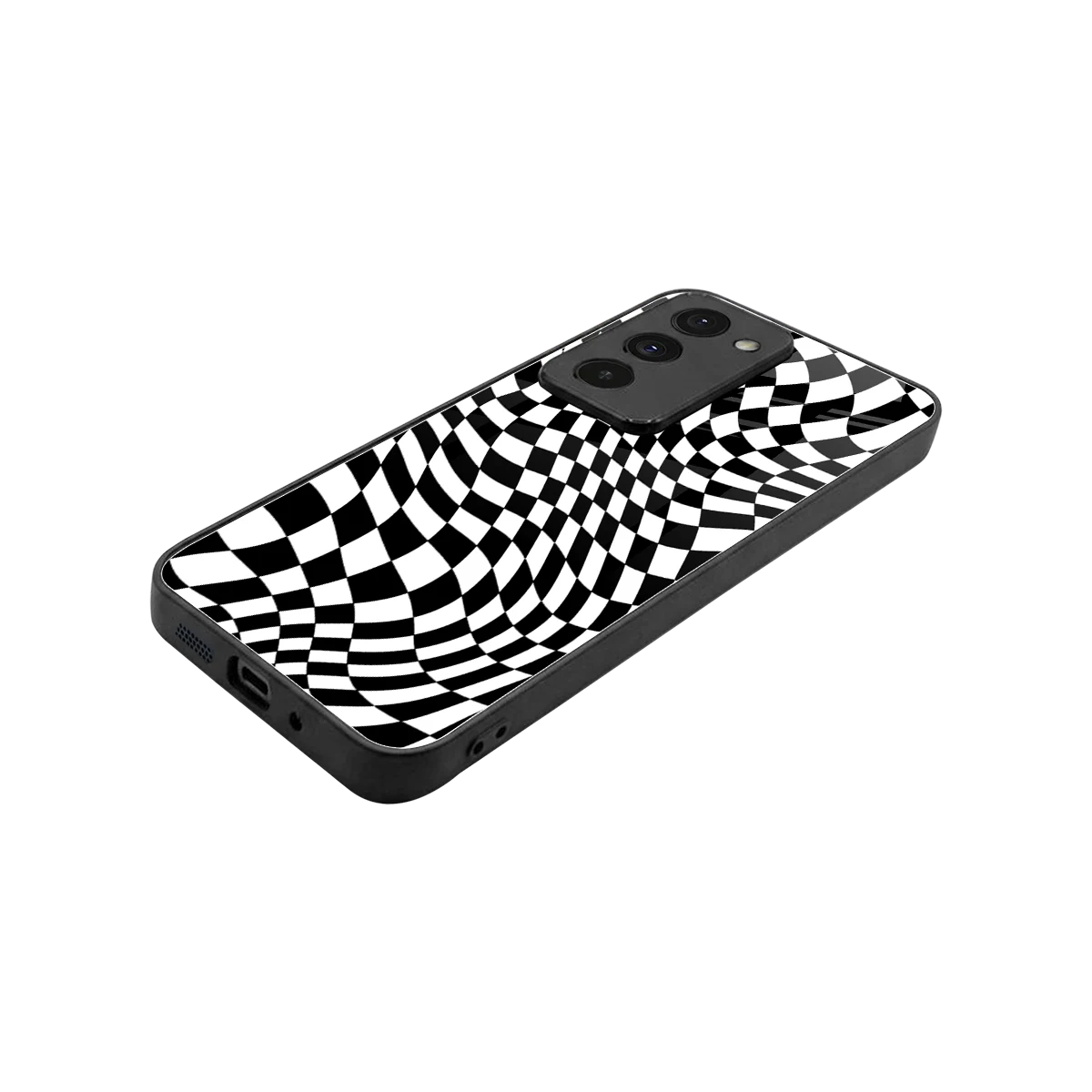 Trippy BW Checkers stylish phone case for redmi 15 5g | glossy glass and slim fit