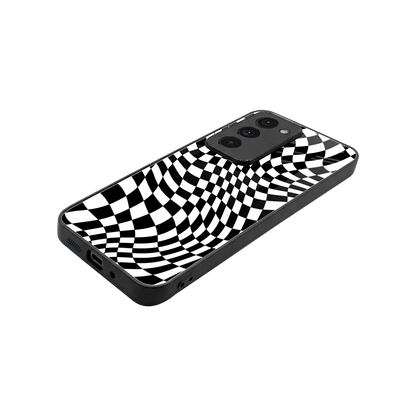 Trippy BW Checkers stylish phone case for redmi 15 5g | glossy glass and slim fit