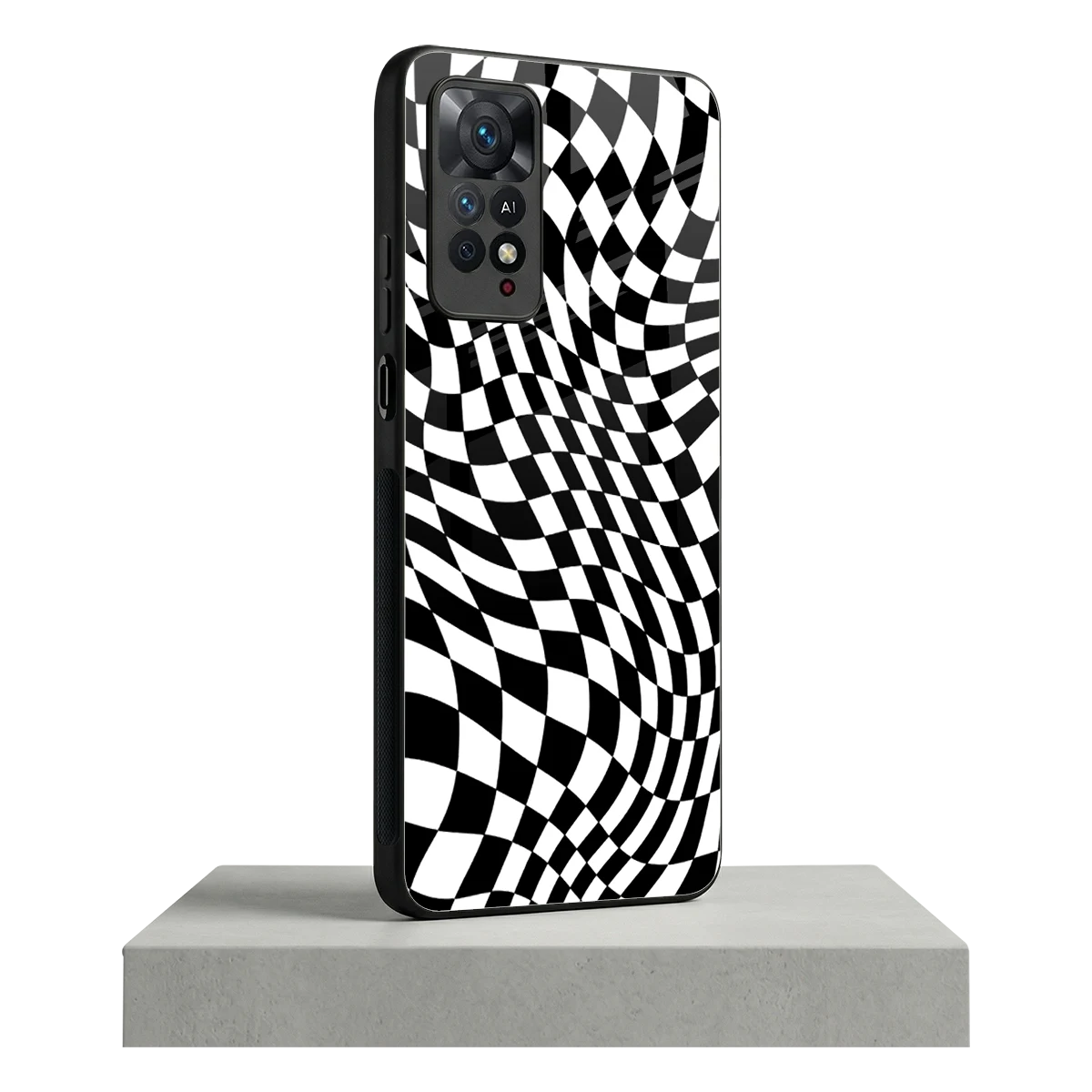 Trippy BW Checkers redmi note 11 pro mobile cover | shockproof glass phone case