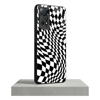 Trippy BW Checkers redmi note 11 pro mobile cover | shockproof glass phone case