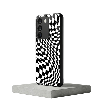 Trippy BW Checkers vivo y200 5g mobile cover | shockproof glass phone case