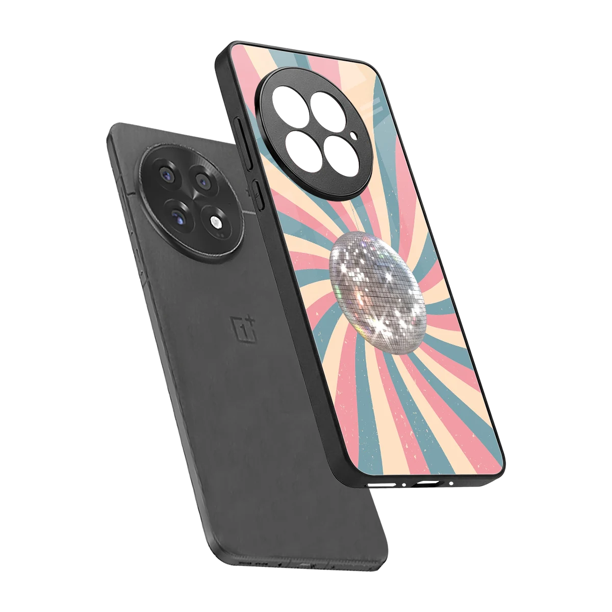 Trippy Disco sleek oneplus 13 cover with tempered glass back and TPU edges