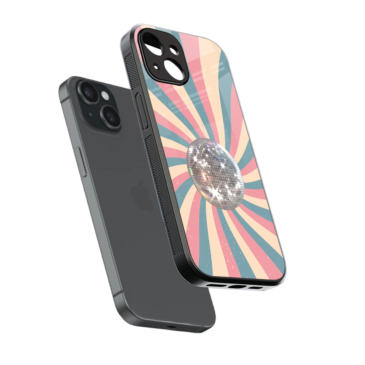 Trippy Disco sleek iphone 13 cover with tempered glass back and TPU edges