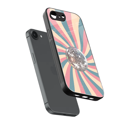 Trippy Disco sleek iphone 16e cover with tempered glass back and TPU edges