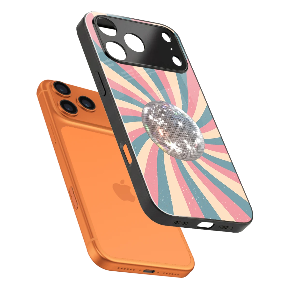 Trippy Disco sleek iphone 17 pro cover with tempered glass back and TPU edges