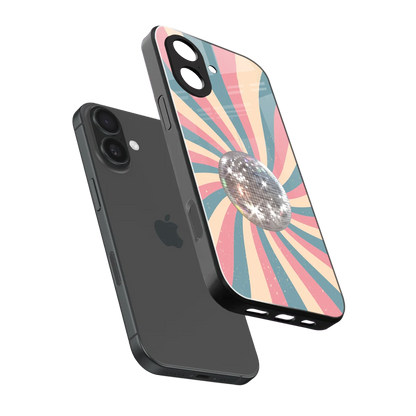 Trippy Disco sleek iphone 17 cover with tempered glass back and TPU edges