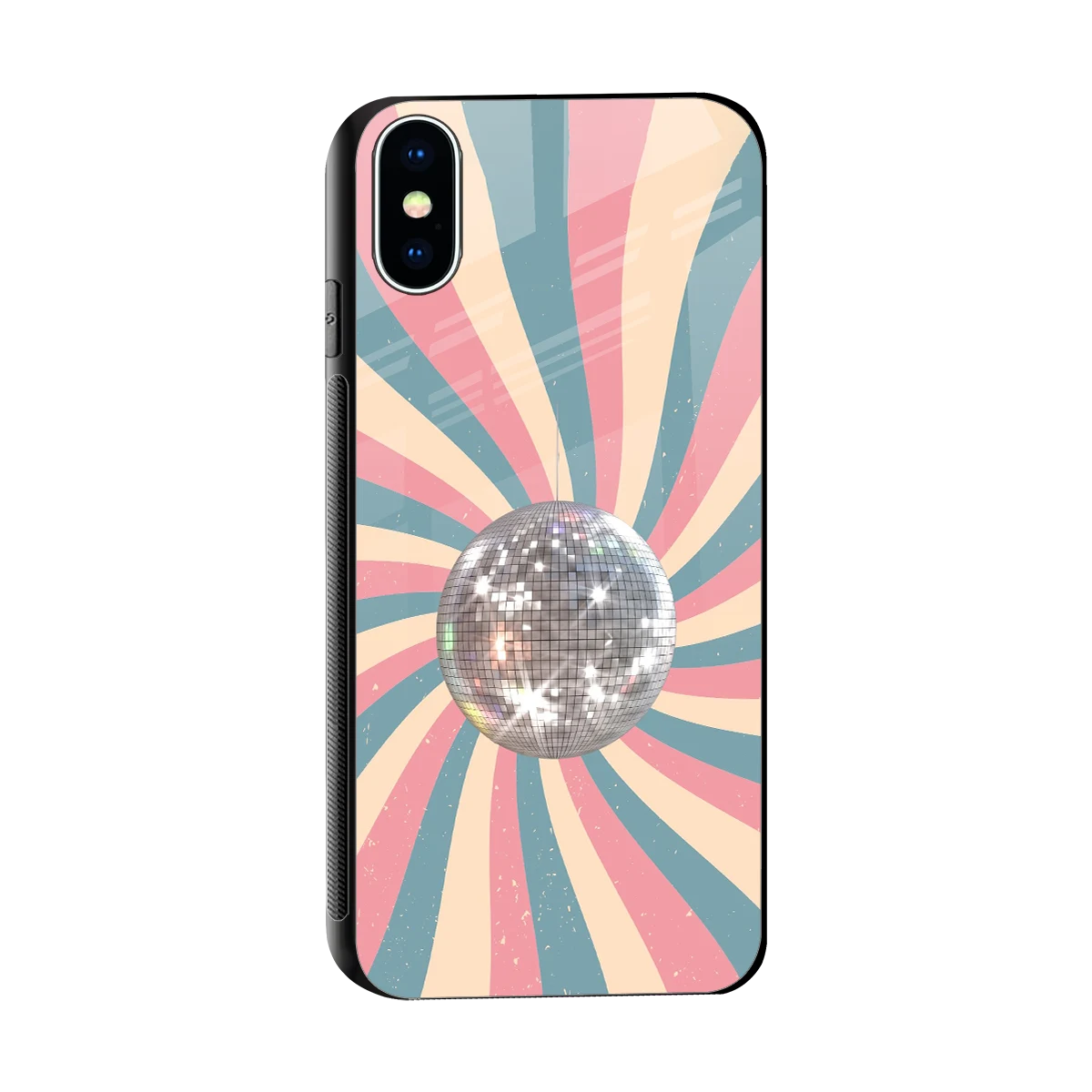 Trippy Disco sleek iphone xs cover with tempered glass back and TPU edges