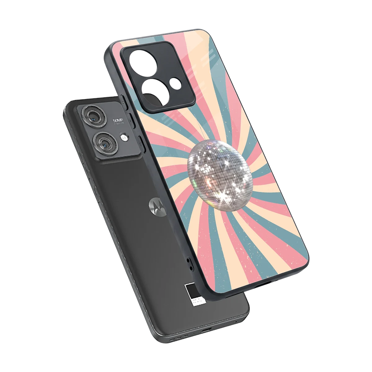 Trippy Disco sleek motorola edge 40 neo 5g cover with tempered glass back and TPU edges