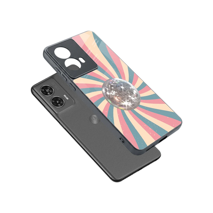 Trippy Disco sleek motorola edge 50 fusion cover with tempered glass back and TPU edges