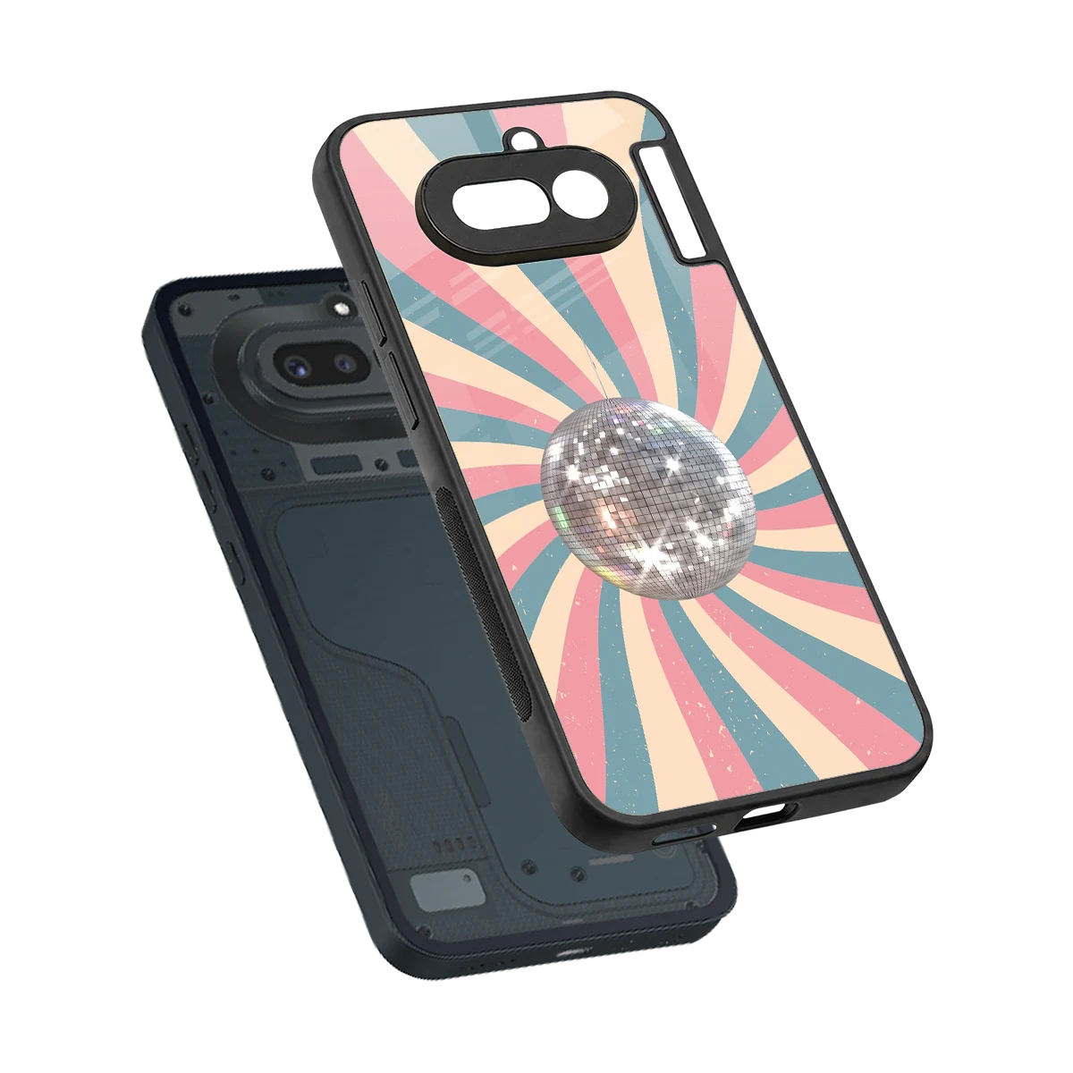 Trippy Disco sleek nothing phone 4a cover with tempered glass back and TPU edges