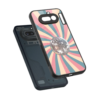 Trippy Disco sleek nothing phone 4a cover with tempered glass back and TPU edges