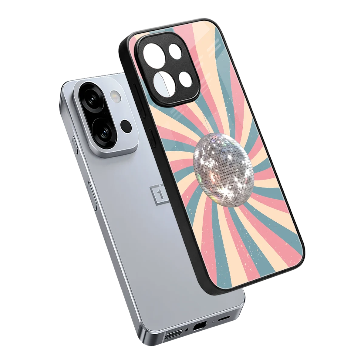 Trippy Disco sleek oneplus 13s cover with tempered glass back and TPU edges