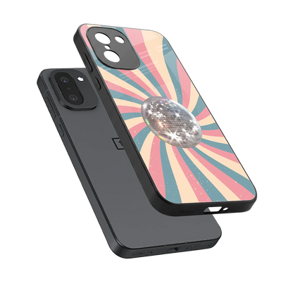Trippy Disco sleek oneplus 15r cover with tempered glass back and TPU edges