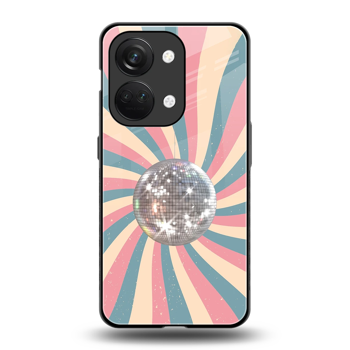 Trippy Disco back phone cover | glass case for oneplus nord 3