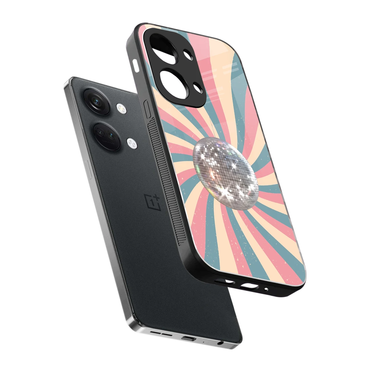 Trippy Disco sleek oneplus nord 3 cover with tempered glass back and TPU edges