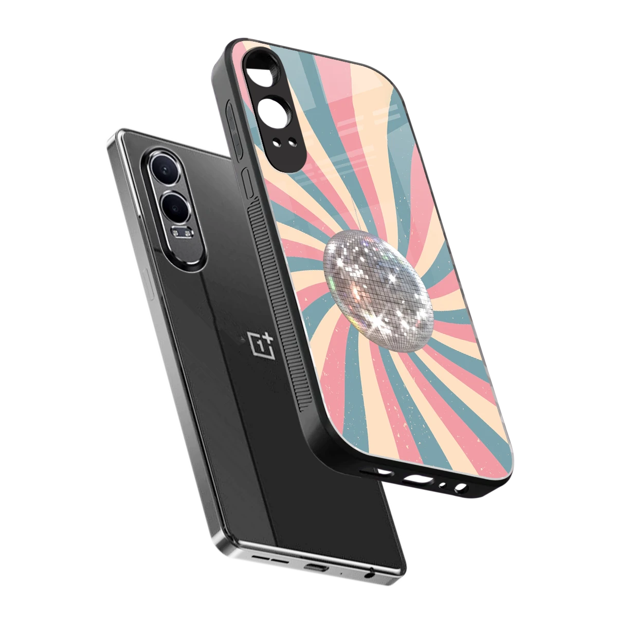 Trippy Disco sleek oneplus nord ce 4 lite cover with tempered glass back and TPU edges
