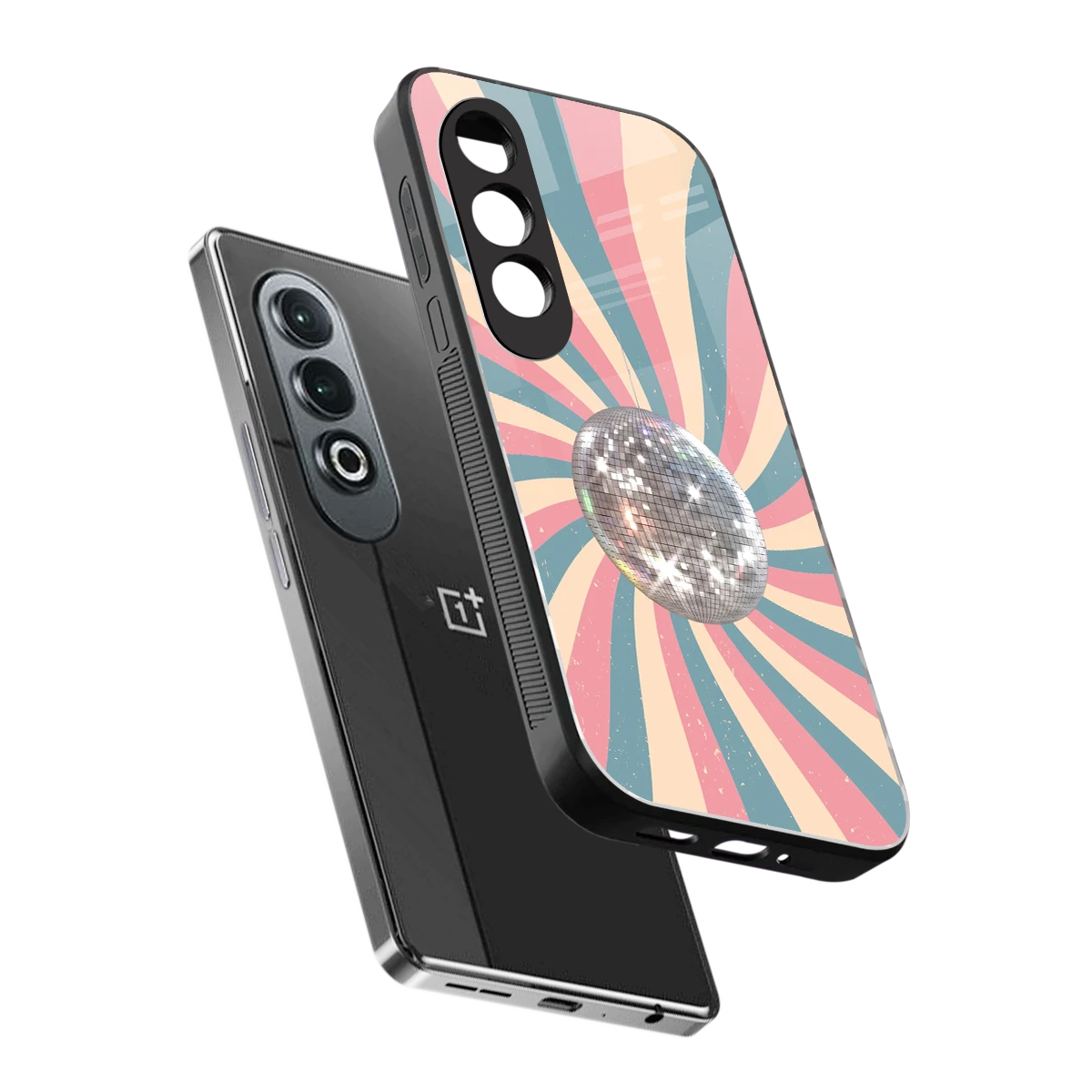 Trippy Disco sleek oneplus nord ce 4 cover with tempered glass back and TPU edges