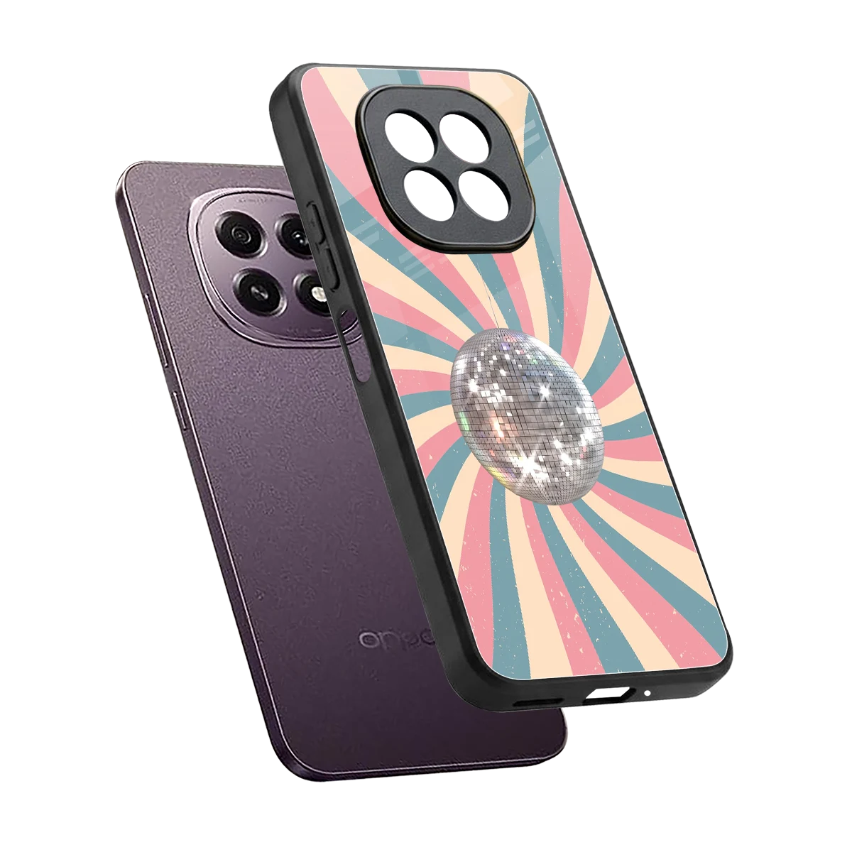 Trippy Disco sleek oppo f29 5g cover with tempered glass back and TPU edges
