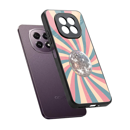 Trippy Disco sleek oppo f29 5g cover with tempered glass back and TPU edges