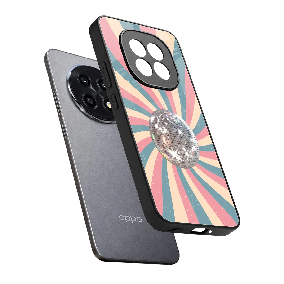 Trippy Disco sleek oppo f29 pro 5g cover with tempered glass back and TPU edges
