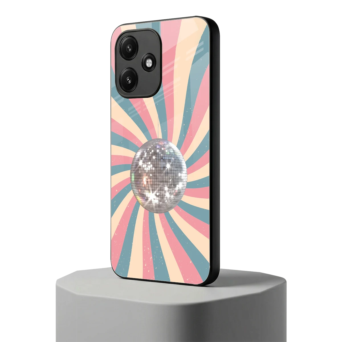 Trippy Disco redmi 12 5g mobile cover | shockproof glass phone case