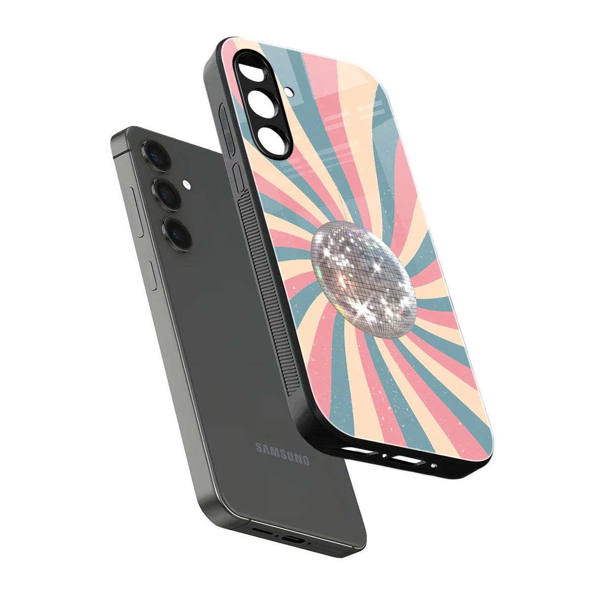 Trippy Disco sleek samsung galaxy a16 5g cover with tempered glass back and TPU edges