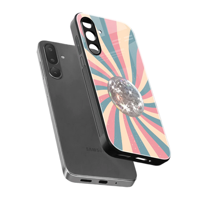 Trippy Disco sleek samsung galaxy m16 5g cover with tempered glass back and TPU edges