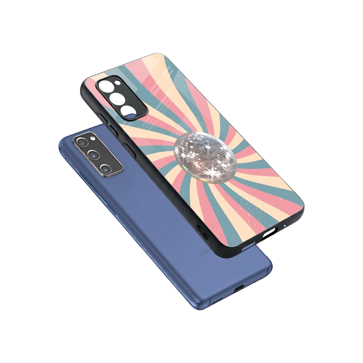 Trippy Disco sleek samsung galaxy s20 fe cover with tempered glass back and TPU edges