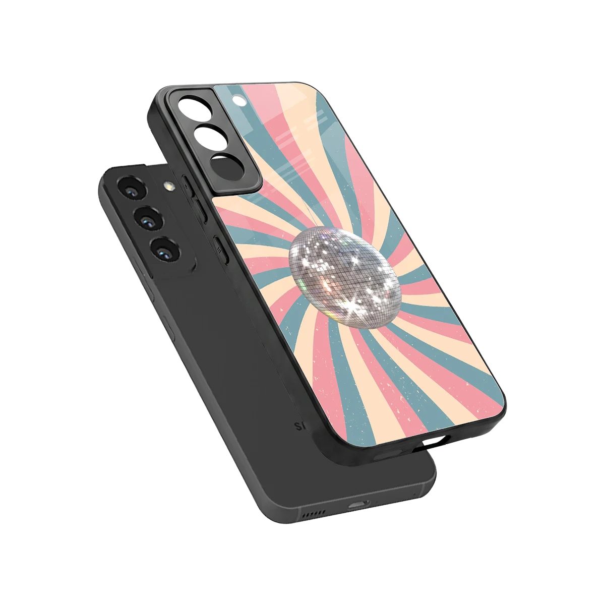 Trippy Disco sleek samsung galaxy s22 cover with tempered glass back and TPU edges