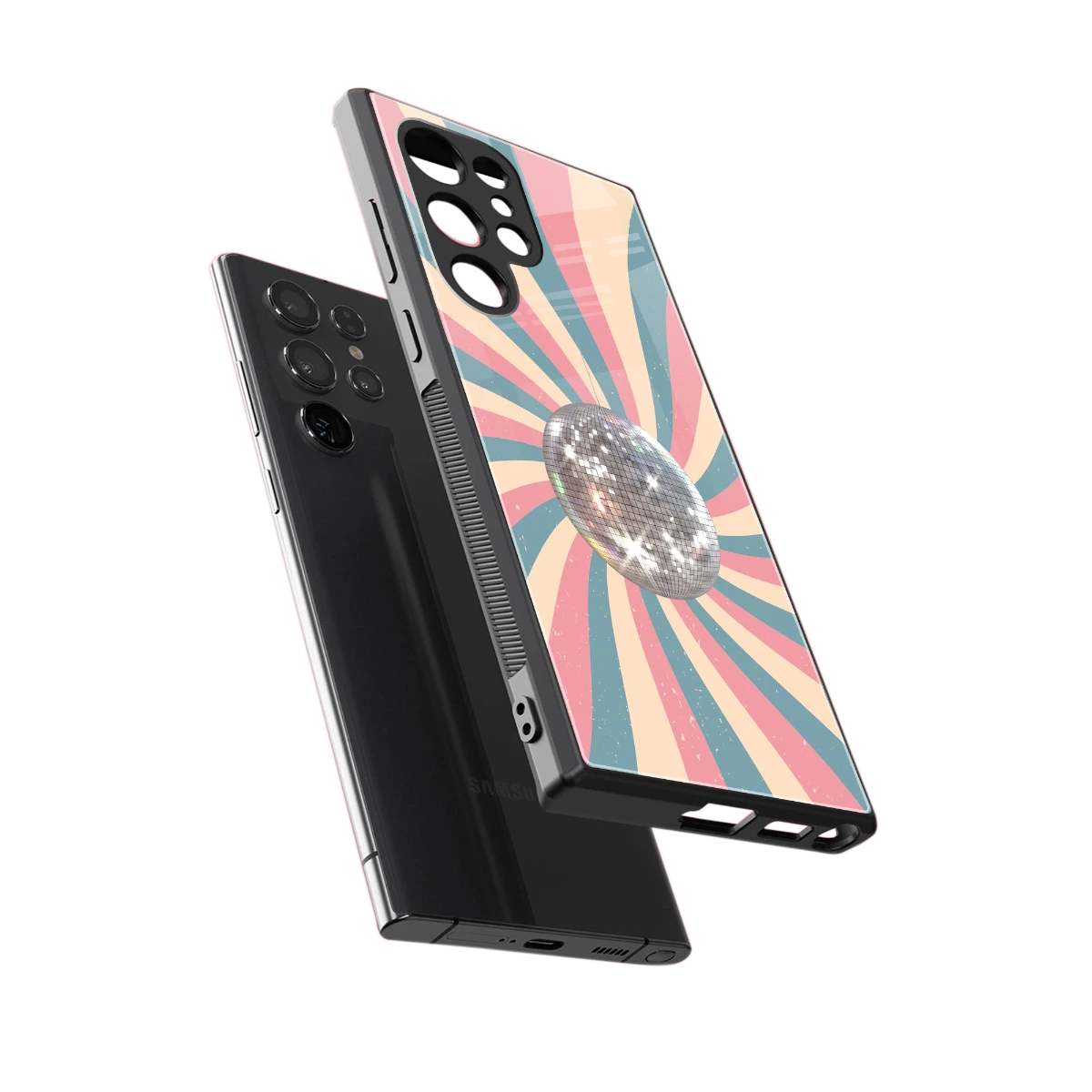 Trippy Disco sleek samsung galaxy s24 ultra cover with tempered glass back and TPU edges