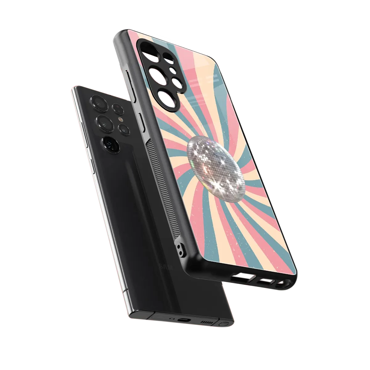 Trippy Disco sleek samsung galaxy s25 ultra cover with tempered glass back and TPU edges