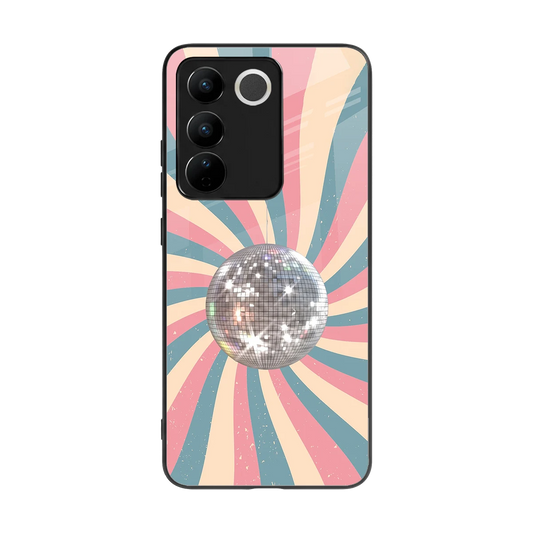 Trippy Disco back phone cover | glass case for vivo v27 5g