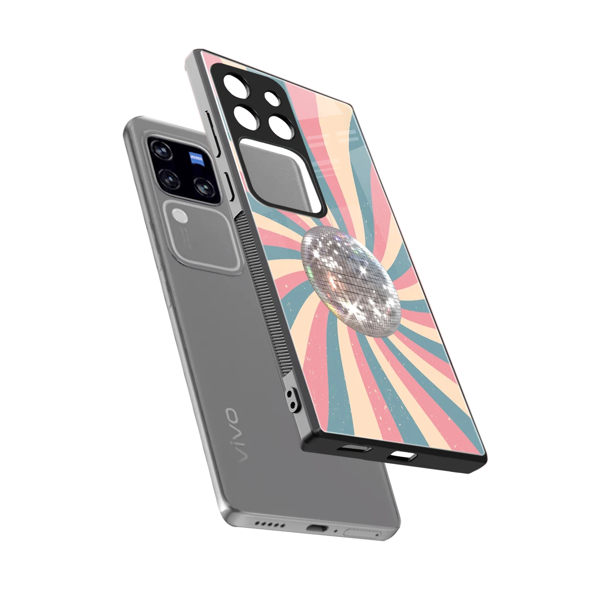 Trippy Disco sleekvivo v30 pro cover with tempered glass back and TPU edges