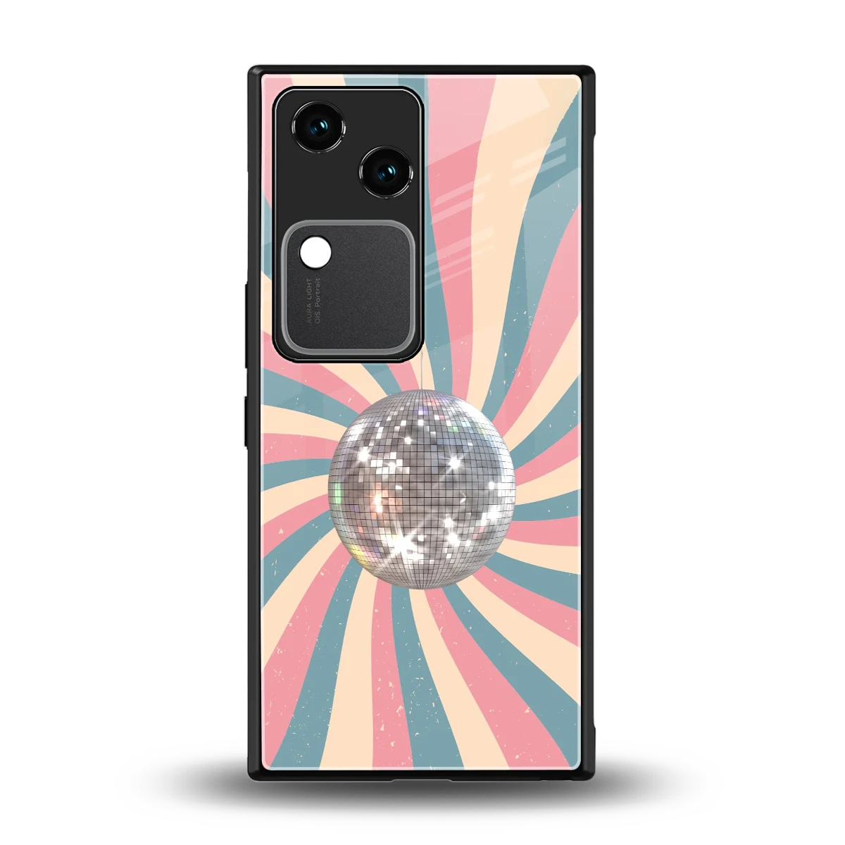 Trippy Disco back phone cover | glass case for vivo v30