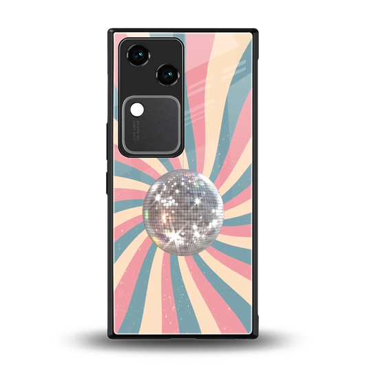 Trippy Disco back phone cover | glass case for vivo v30