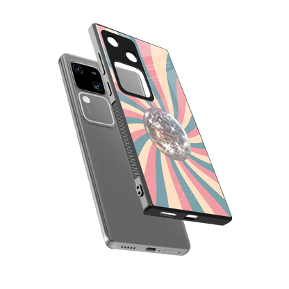 Trippy Disco sleek vivo v30 cover with tempered glass back and TPU edges