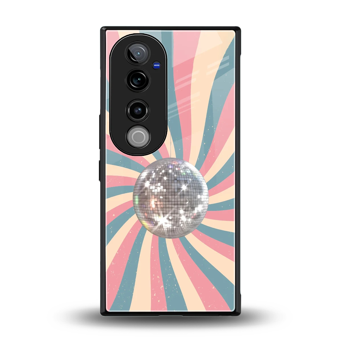 Trippy Disco back phone cover | glass case for vivo v40 pro
