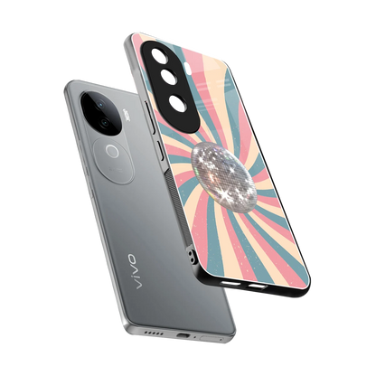 Trippy Disco sleek vivo v40e cover with tempered glass back and TPU edges