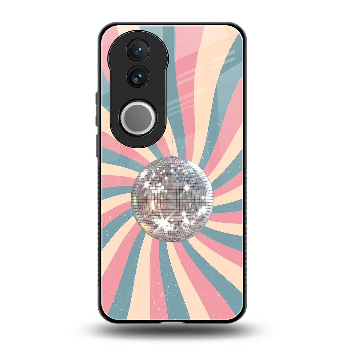 Trippy Disco back phone cover | glass case for vivo v50