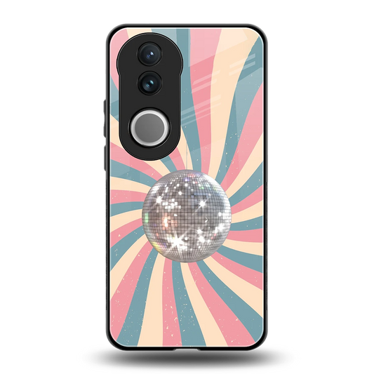 Trippy Disco back phone cover | glass case for vivo v50