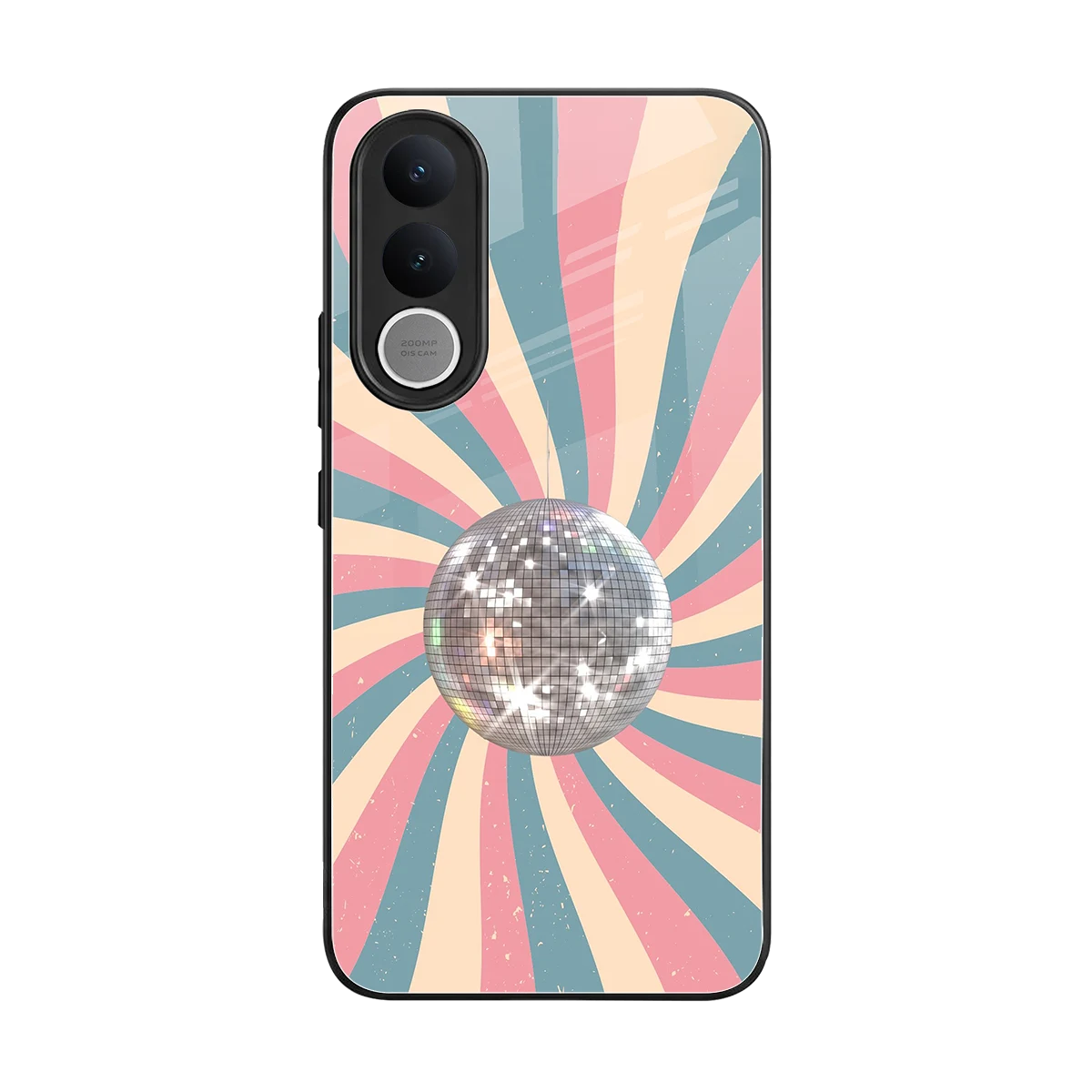Trippy Disco back phone cover | glass case for vivo v70 fe