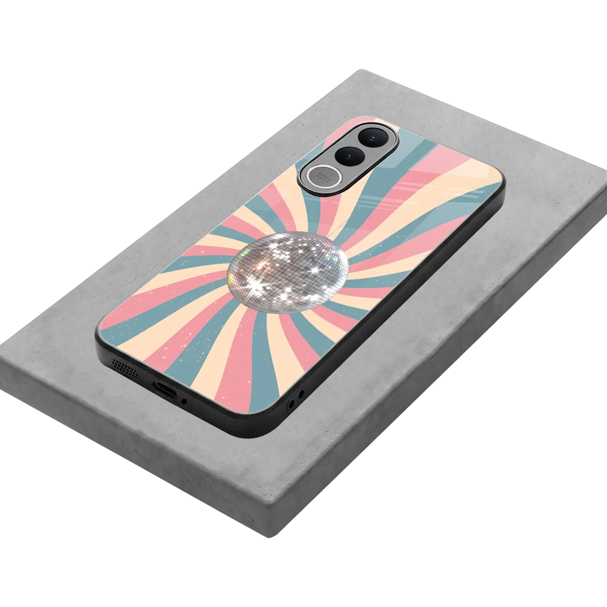 Trippy Disco stylish phone case for vivo v70 fe | glossy glass and slim fit