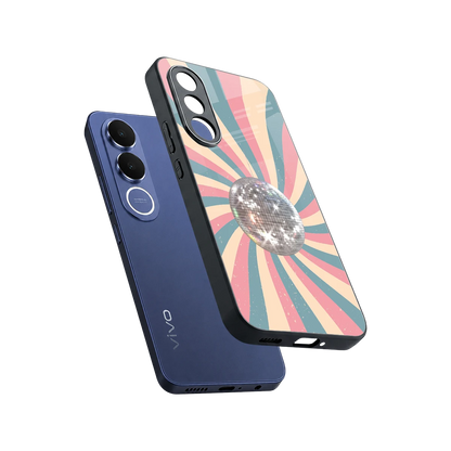 Trippy Disco sleek vivo v70 fe cover with tempered glass back and TPU edges