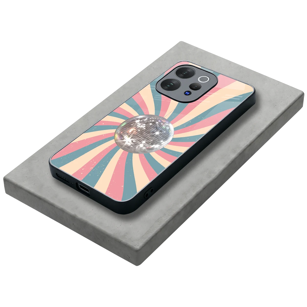 Trippy Disco stylish phone case for vivo v70 | glossy glass and slim fit
