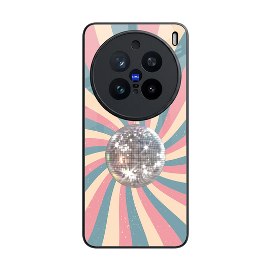 Trippy Disco back phone cover | glass case for vivo x200 pro