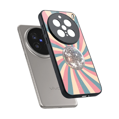 Trippy Disco sleek vivo x200 pro cover with tempered glass back and TPU edges