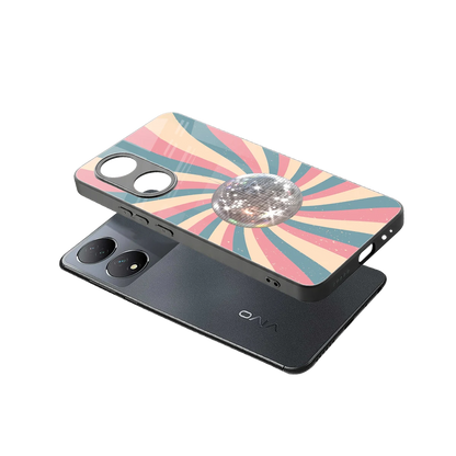 Trippy Disco sleek Vivo-y100 cover with tempered glass back and TPU edges