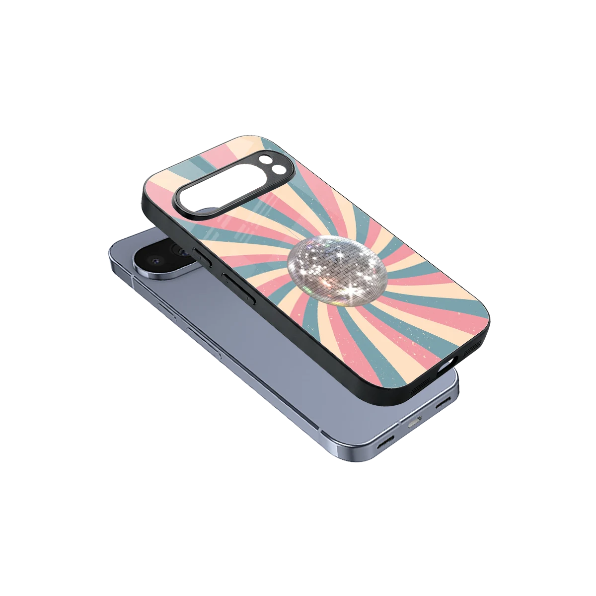 Trippy Disco sleek google pixel 10 pro cover with tempered glass back and TPU edges