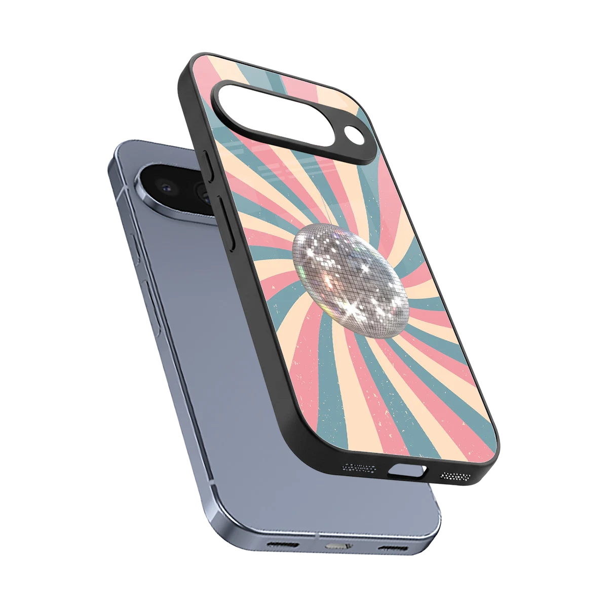Trippy Disco sleek google pixel 10 cover with tempered glass back and TPU edges