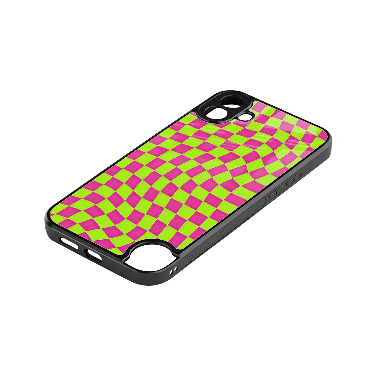 Trippy Green Pink Checkers stylish phone case for cmf nothing phone 1 | glossy glass and slim fit